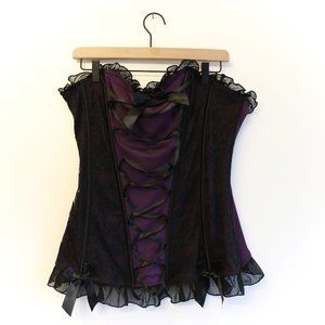 Torrid Purple and Black Lace Bustier Top - 2X